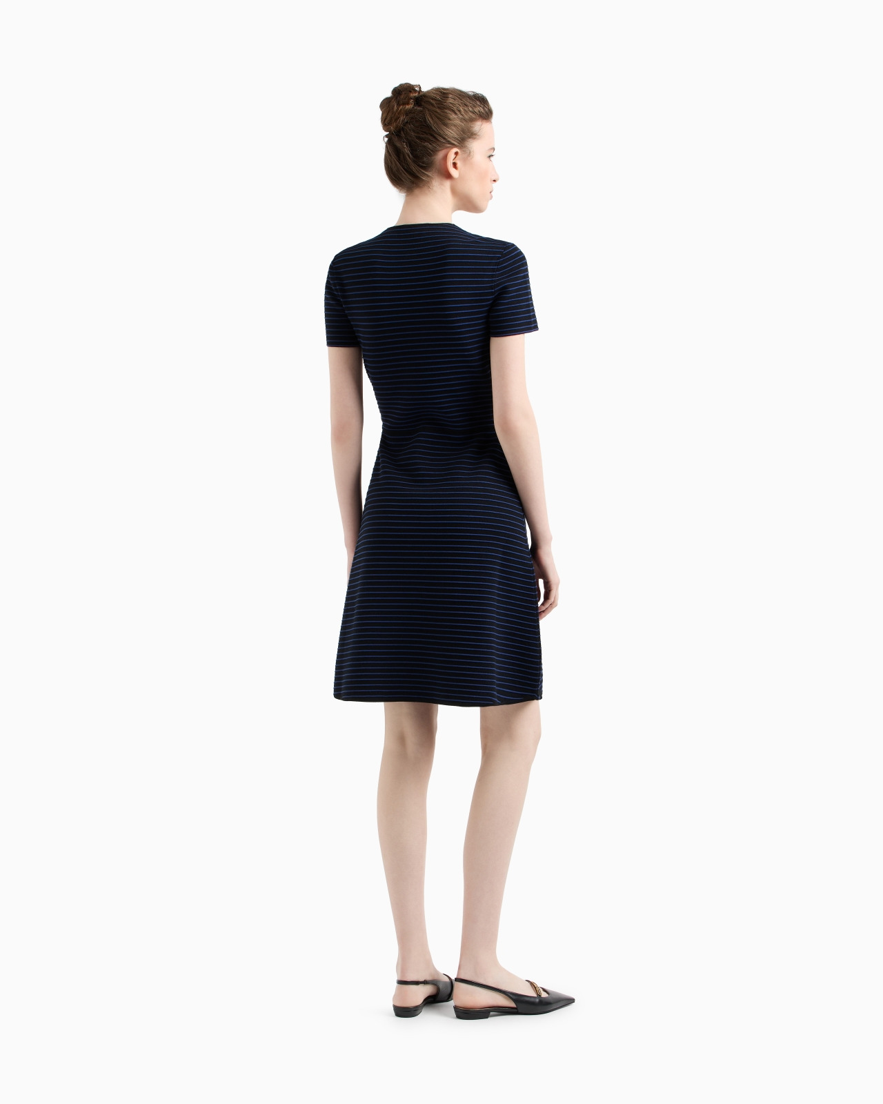 OTTOMAN FABRIC CROSS-OVER NECKLINE DRESS - 3