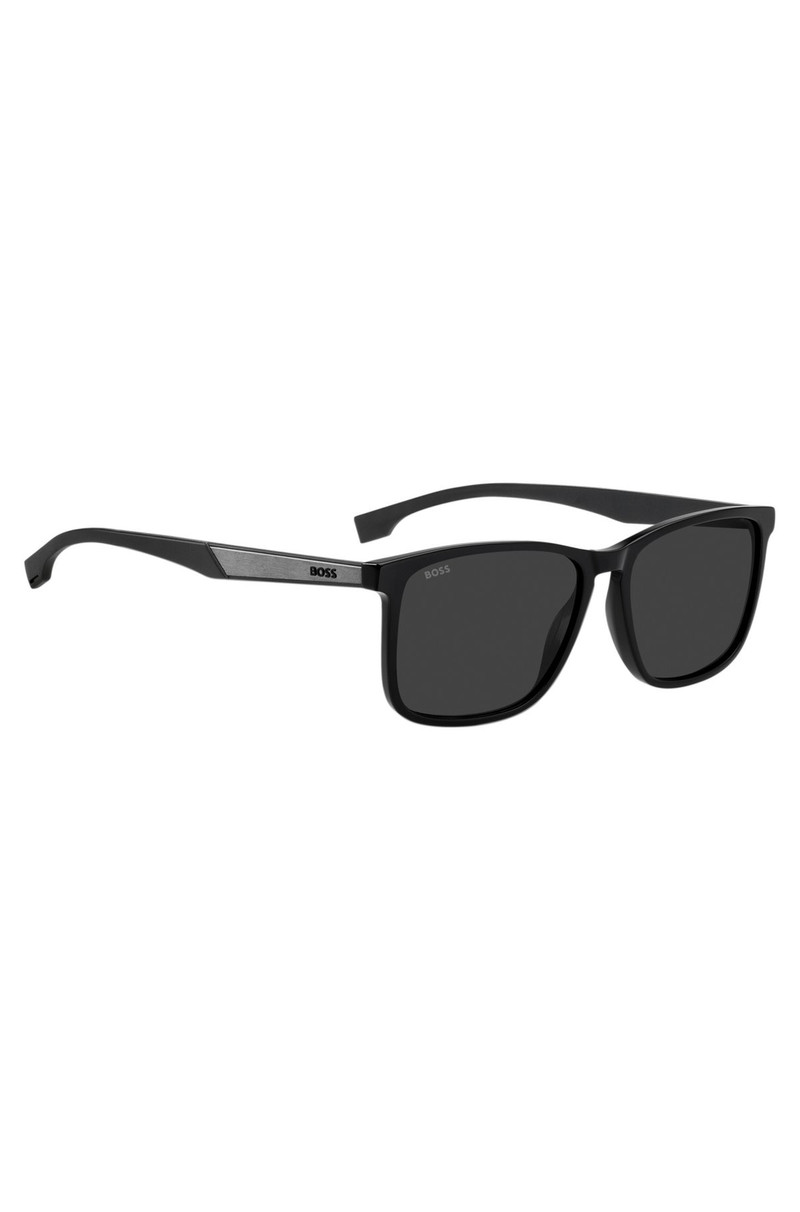 TEMPLE-LOGO SUNGLASSES IN BLACK ACETATE 4