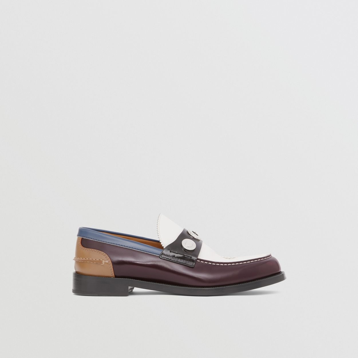 Logo Detail Colour Block Leather Loafers - 2