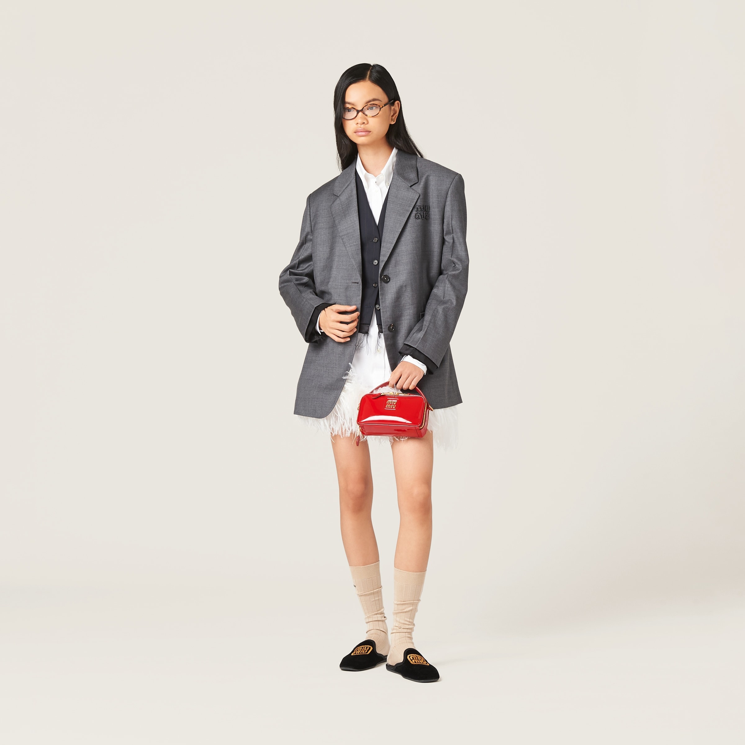 Leather and patent leather shoulder bag - 1