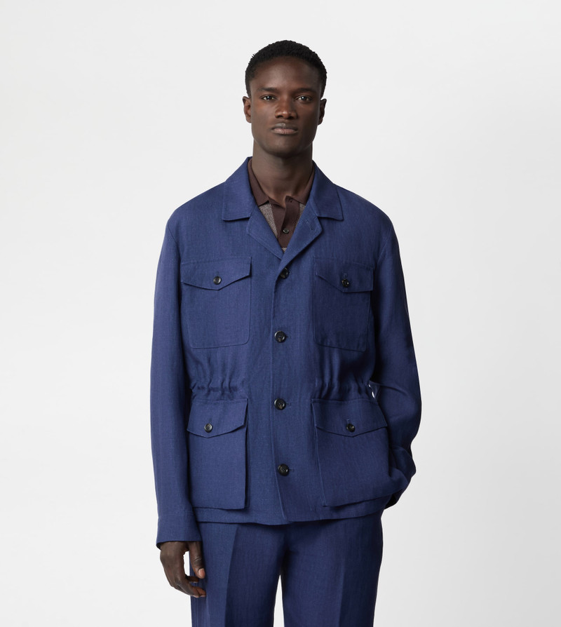 Tod's SAFARI JACKET IN LINEN - BLUE outlook