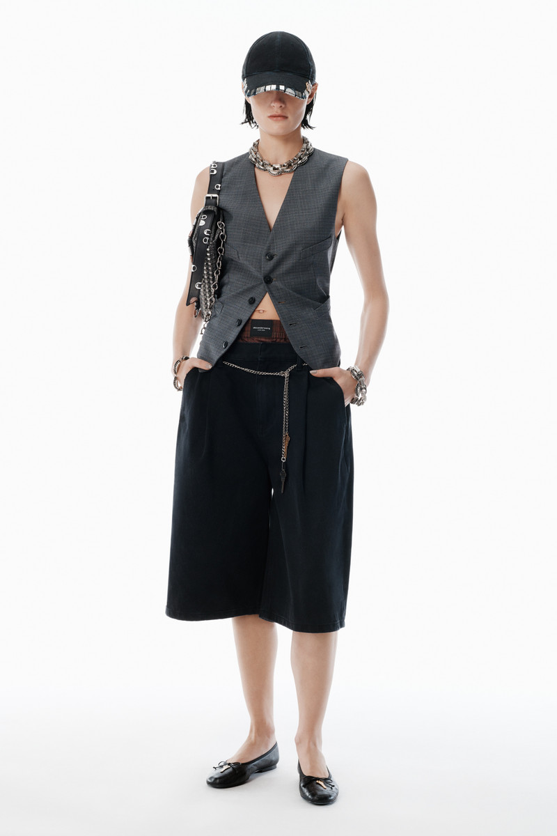 Alexander Wang black pre-styled shorts with hardware outlook