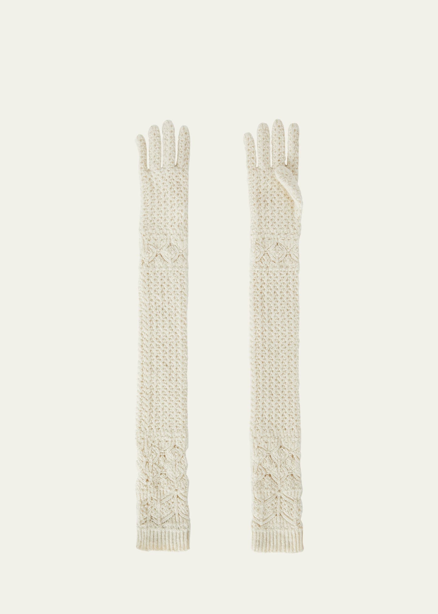 Long Knit Cashmere Gloves - 1