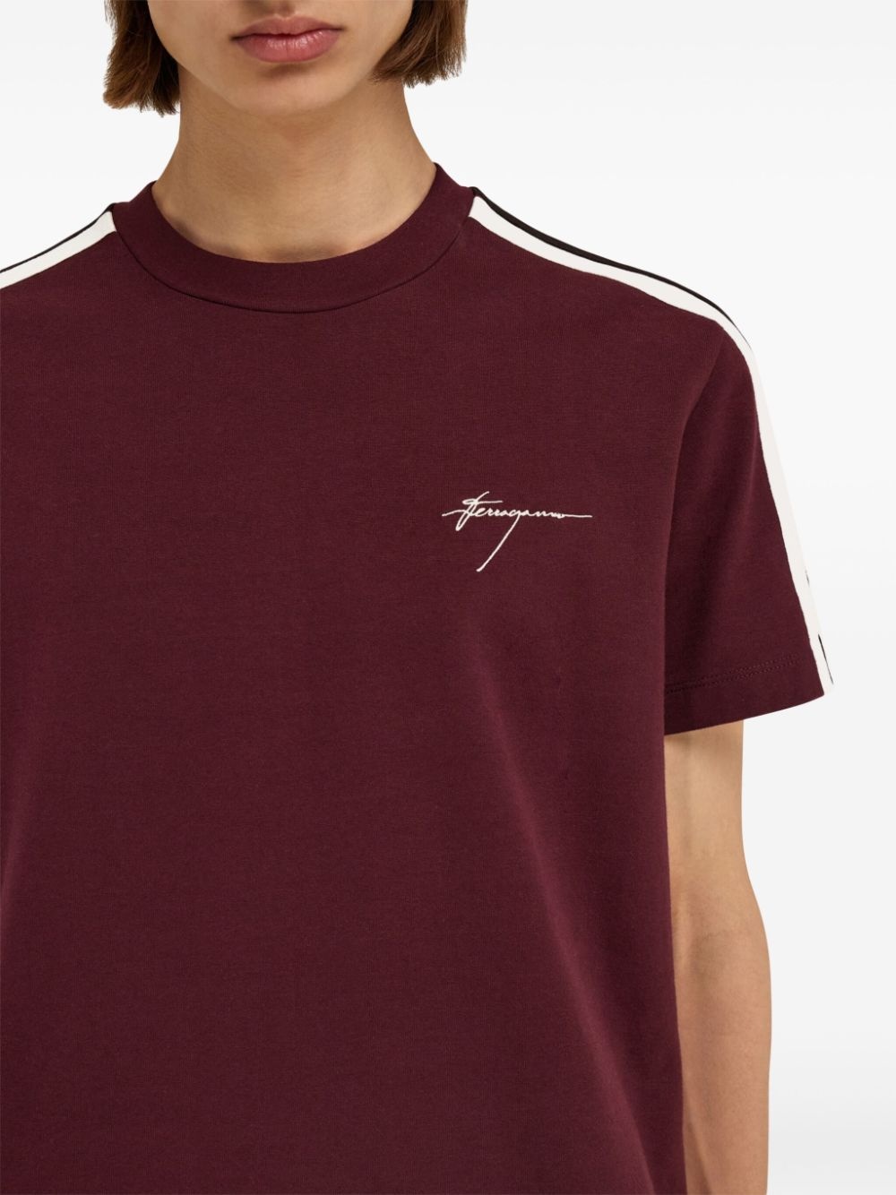 side-stripe cotton t-shirt - 5