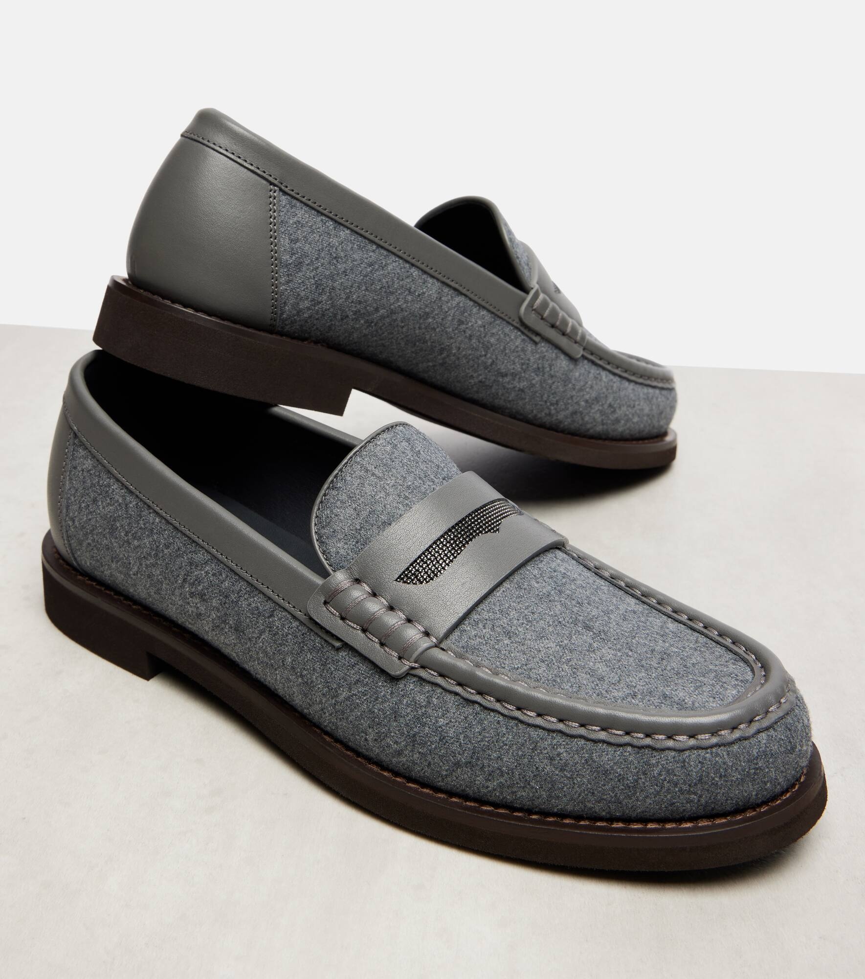 Monili leather-trimmed loafers - 5