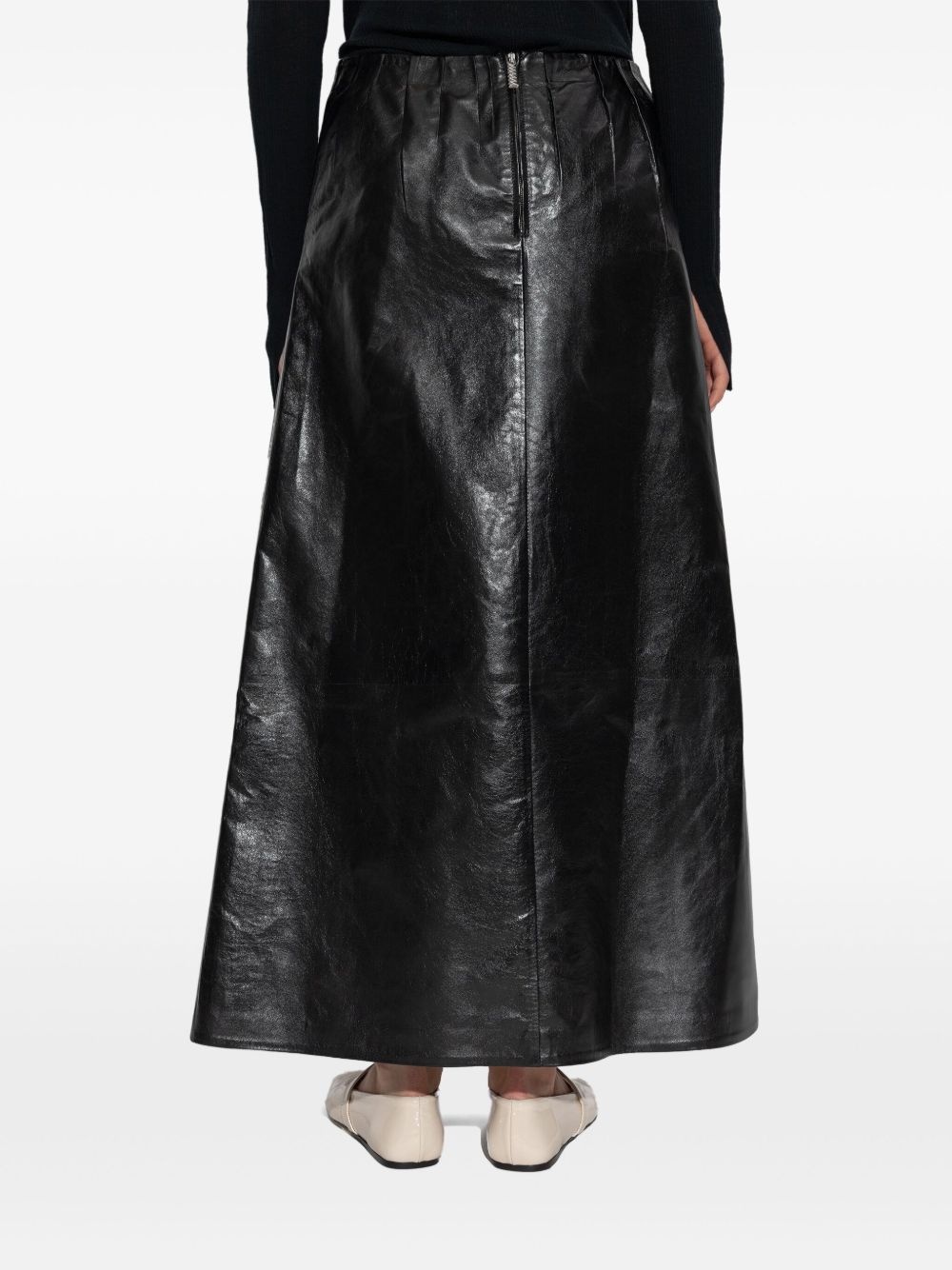 pleated leather maxi skirt - 4