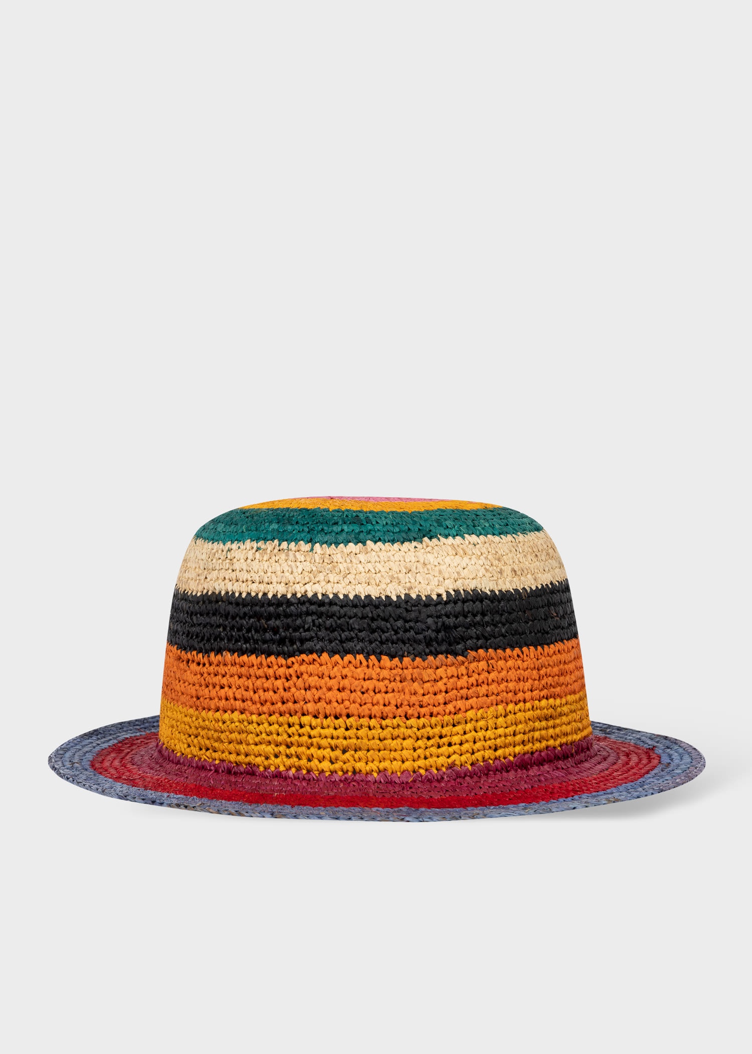 Stripe Crochet Straw Hat - 1
