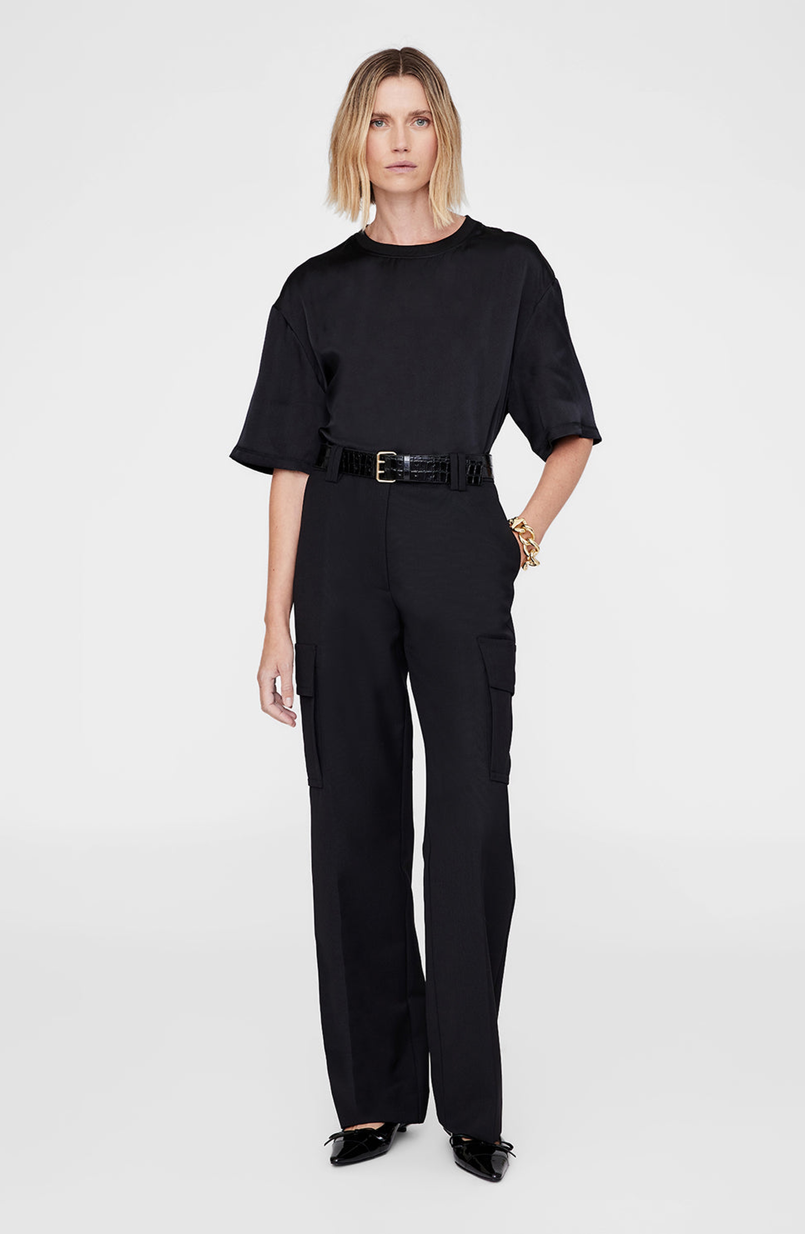 ANINE BING Mila Belt in Embossed Black at Nordstrom - 2