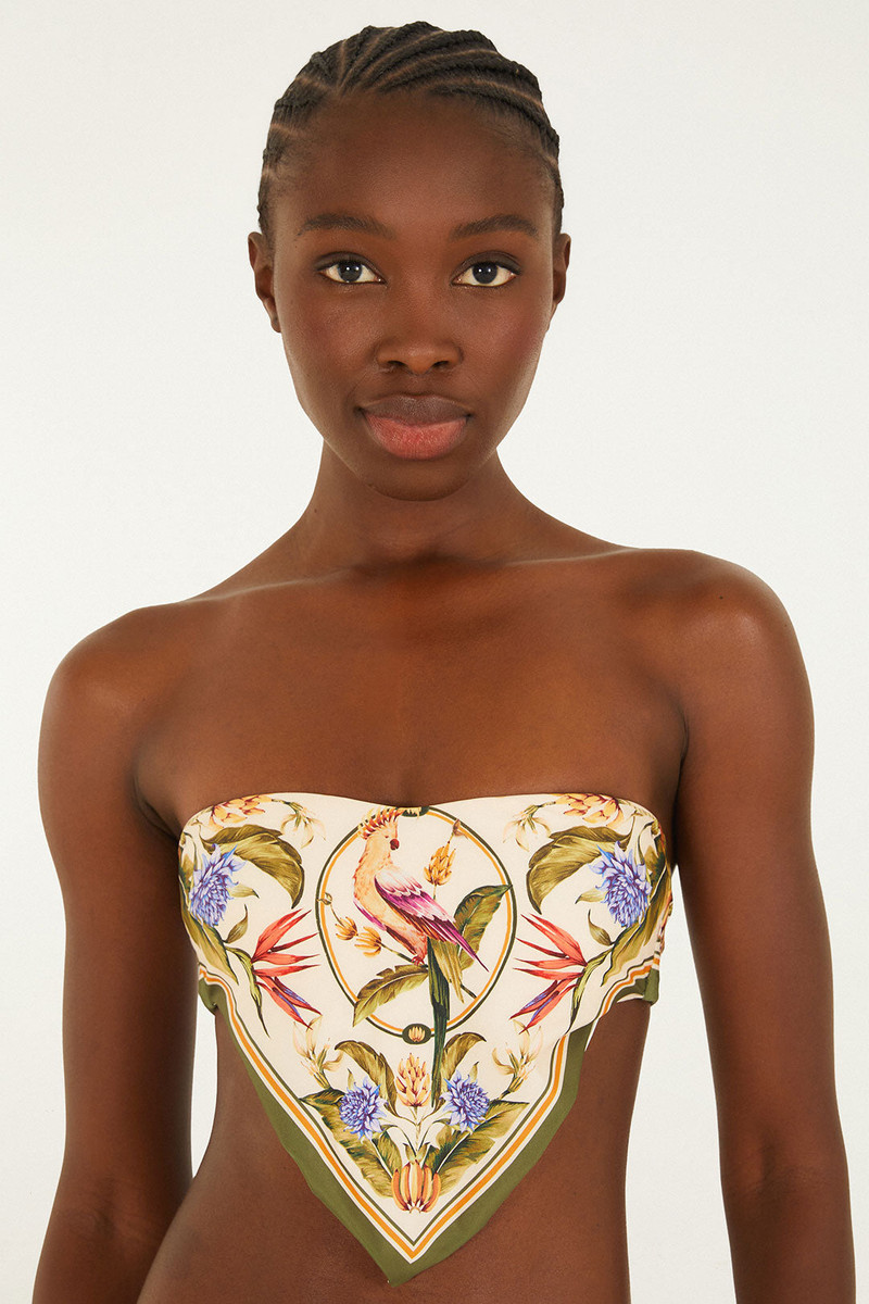 Light Blush Strelitzia Cropped Bikini Top 1