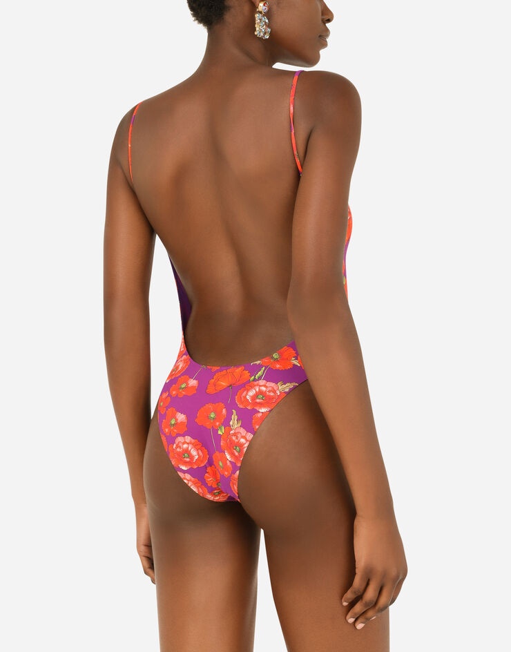 Poppy-print one-piece swimsuit - 5