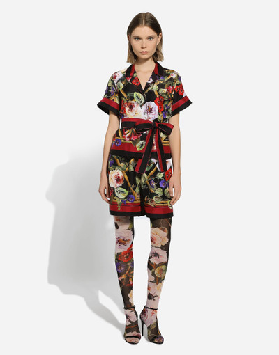 Dolce & Gabbana Twill pajama shirt with rose garden print outlook