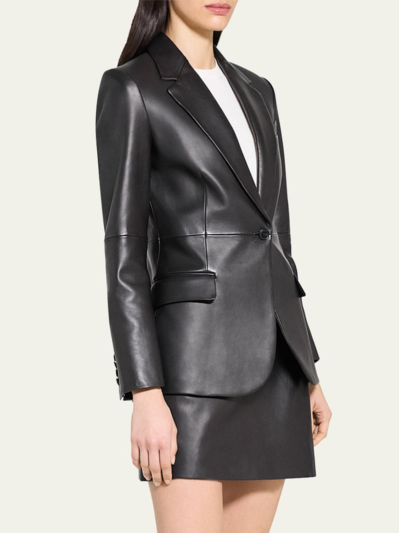 Lynnia Lambskin Leather Blazer 4