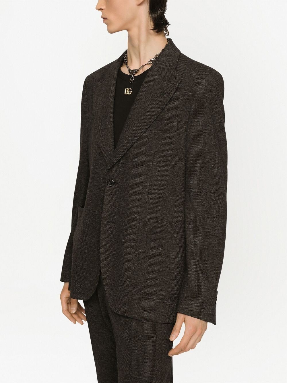 check-knit blazer - 5