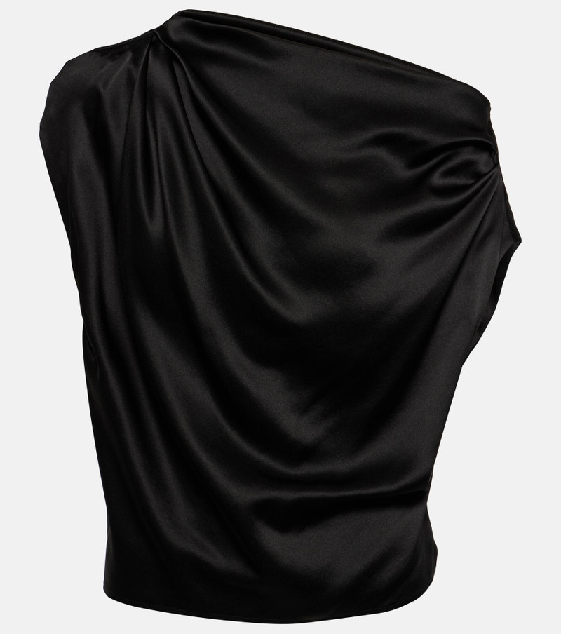 Draped one-shoulder silk top 1