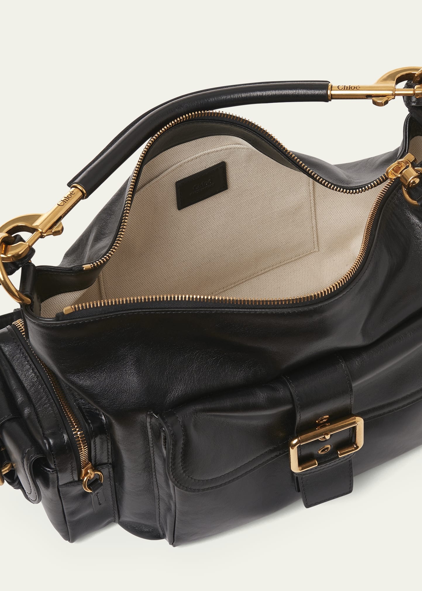 Camera Bag Medium in Natural Shiny Calfskin - 4