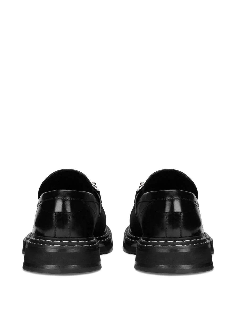 logo plaque leather loafers - 3