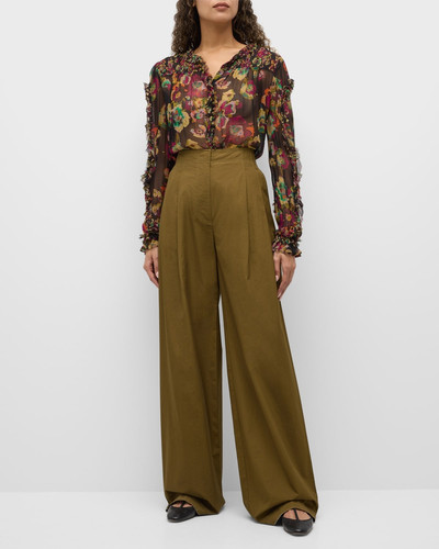 ULLA JOHNSON Lani Wide-Leg Cotton Twill Pants outlook