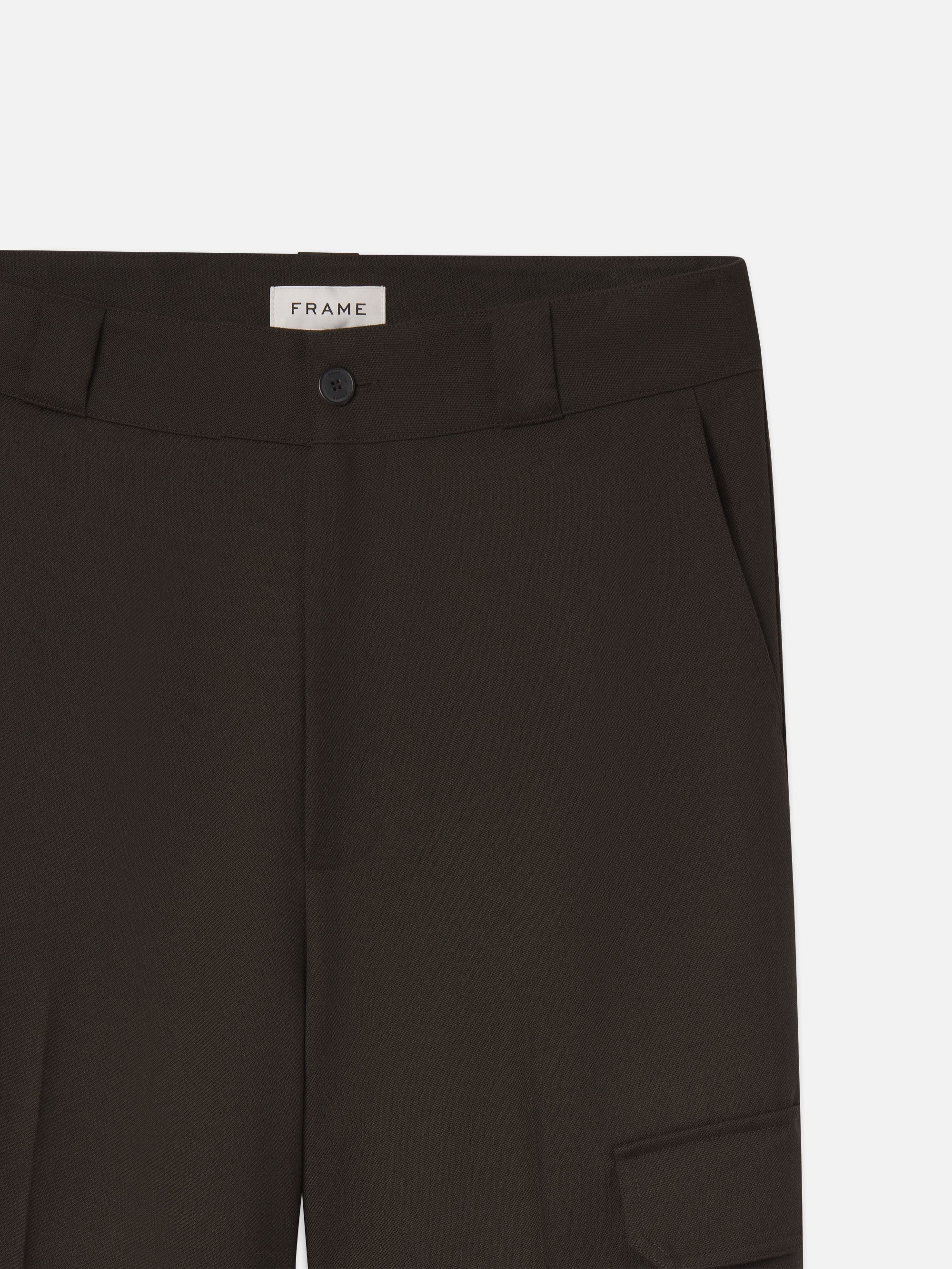 Wool Cargo Pant Trousers in Dark Taupe - 3