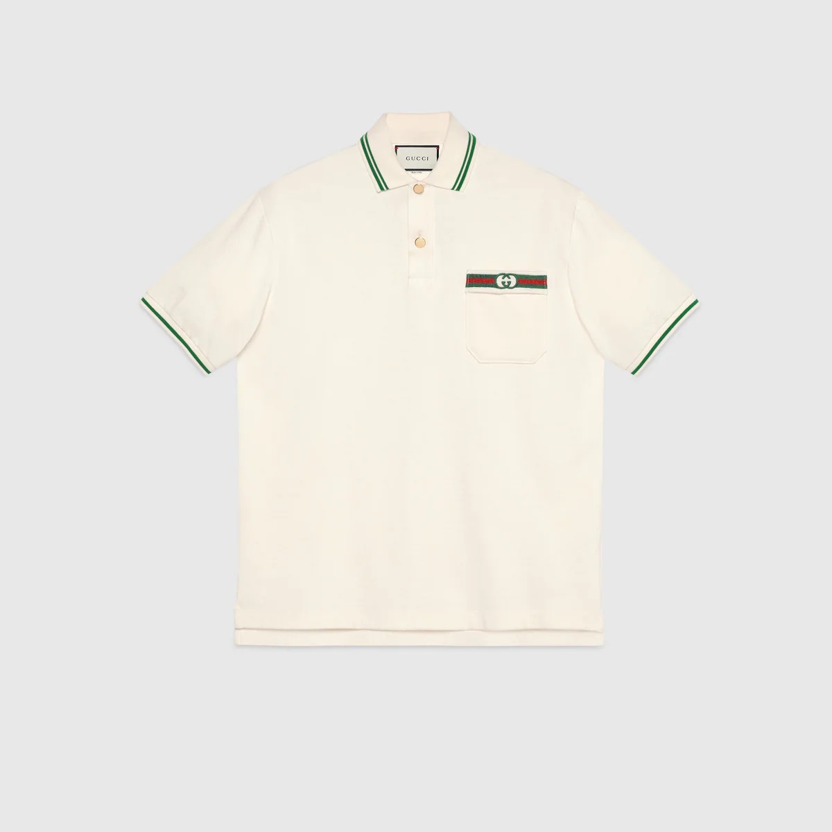 Cotton polo with Web and Interlocking G - 1