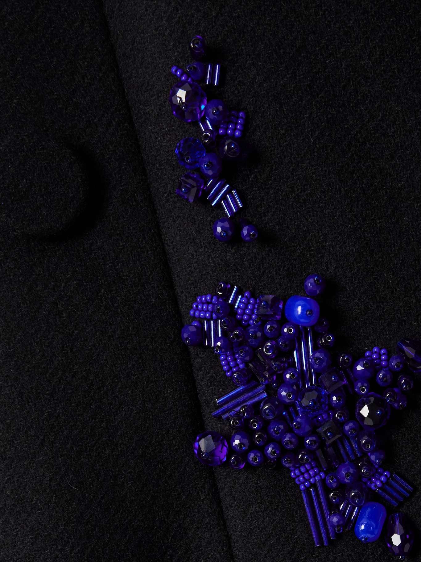 Double-breasted bead-embellished wool-blend twill coat - 4