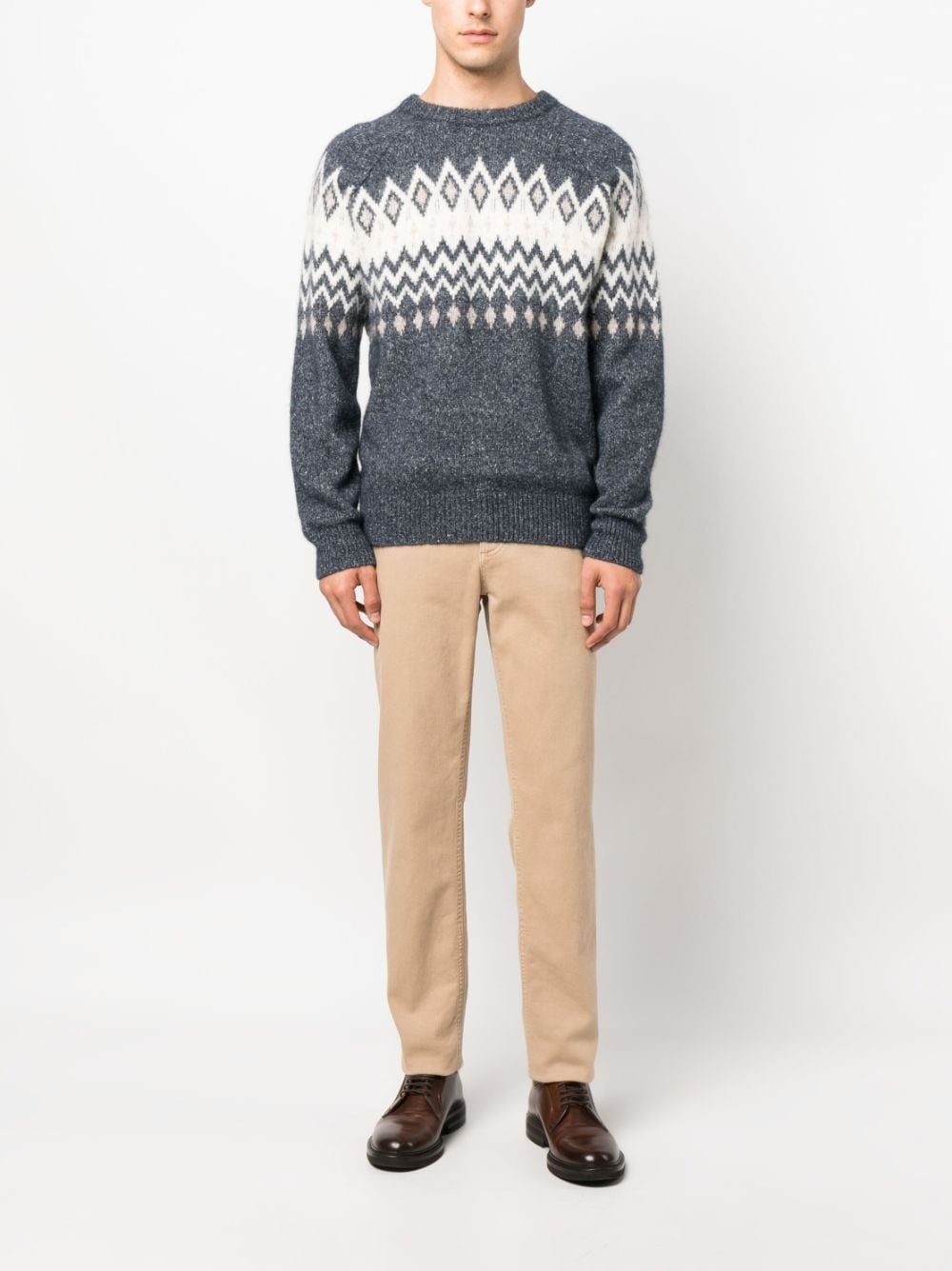 argyle check crew neck jumper - 2