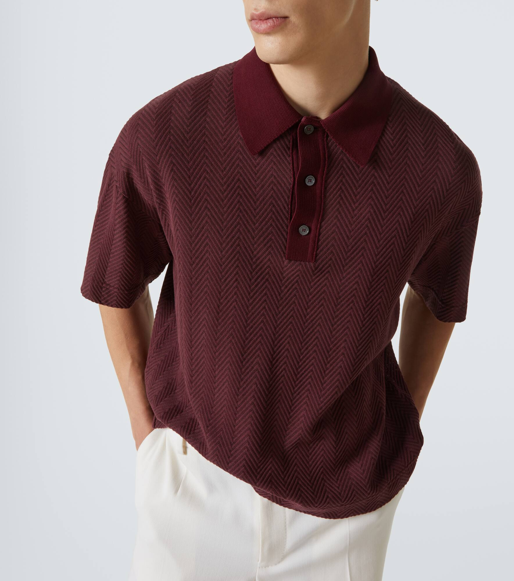 Zigzag cotton-blend polo shirt - 5