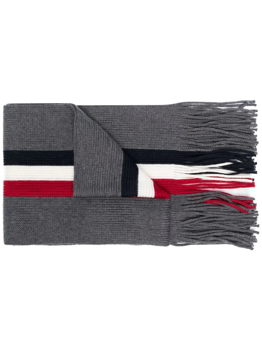 logo-patch knitted scarf - 1