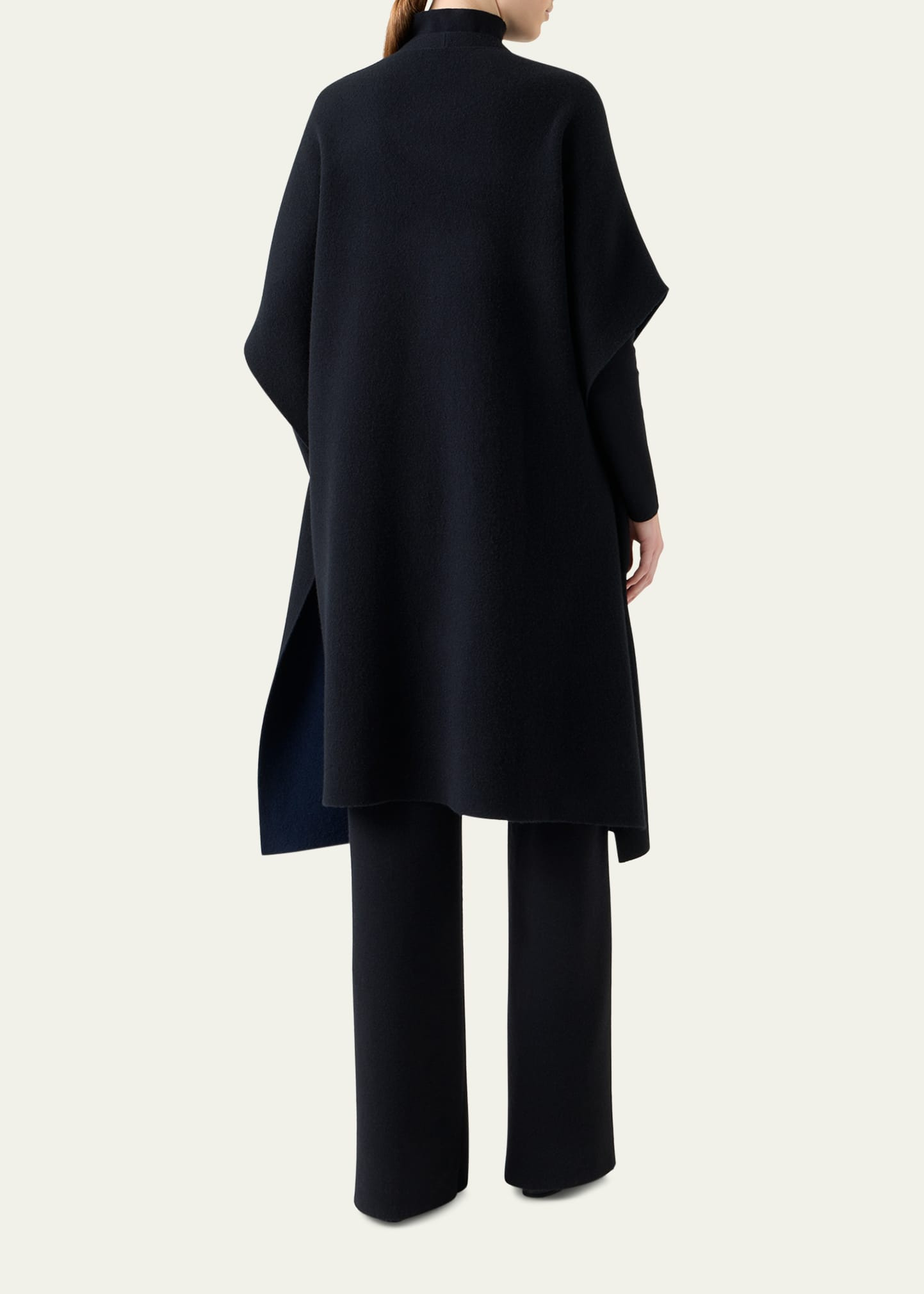Bicolor Cashmere Double-Face Knit Cape - 3