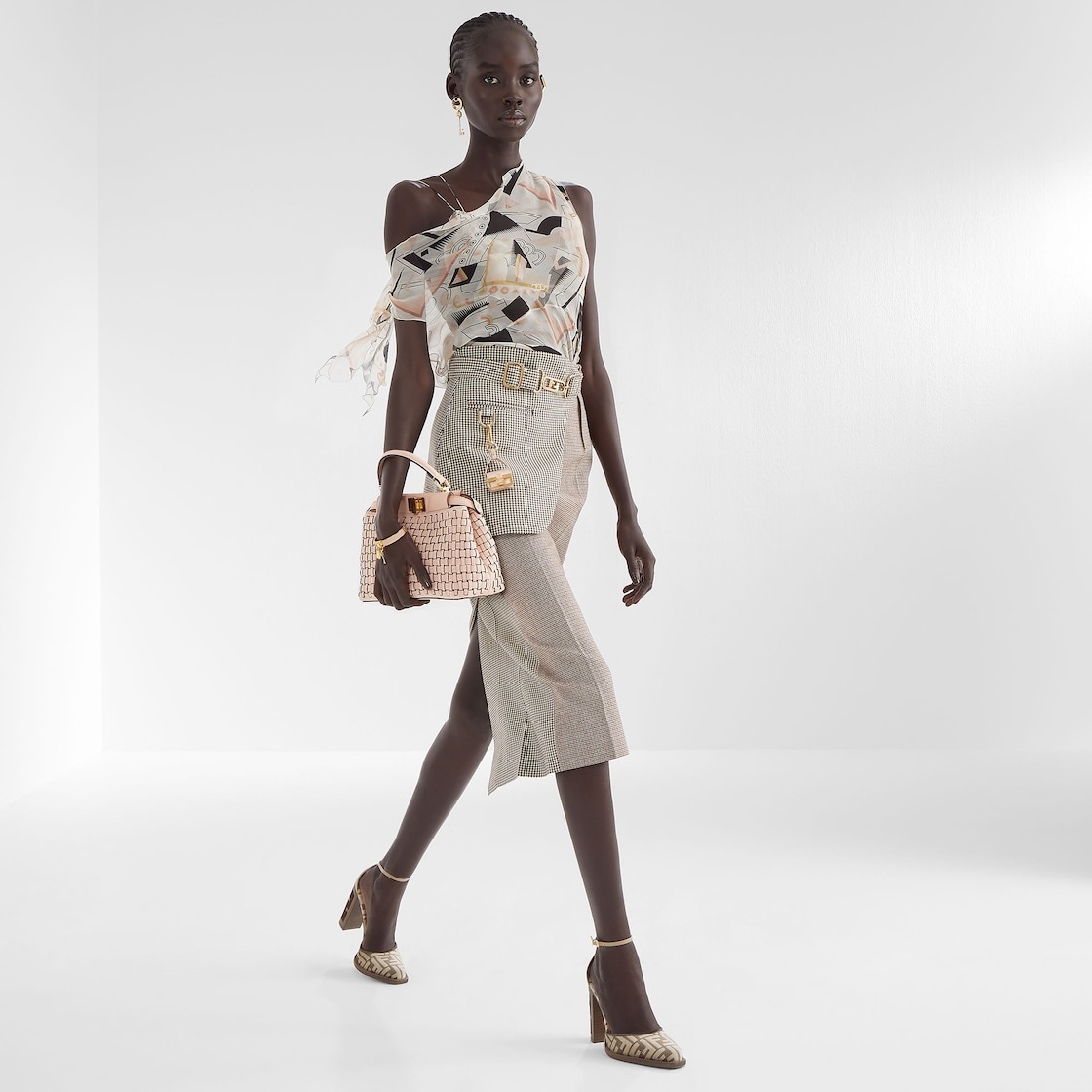 FENDI◆ノースリーブブラウス/40/シルク/マルチカラー/FS7563 AKSN FENDI(フェンディ) / ノースリーブブラウス/40/シルク/マルチ