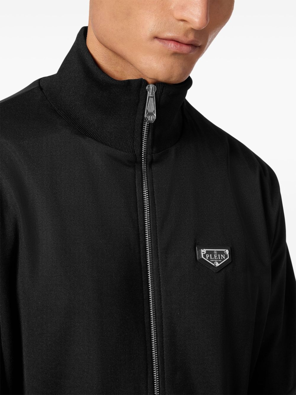 logo patch zipped jacket - 5