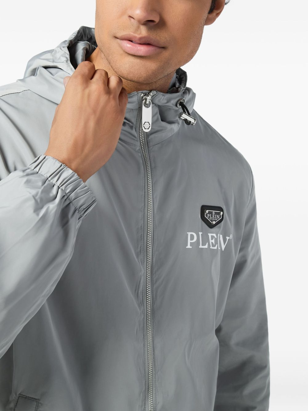 logo-plaque hooded jacket - 5