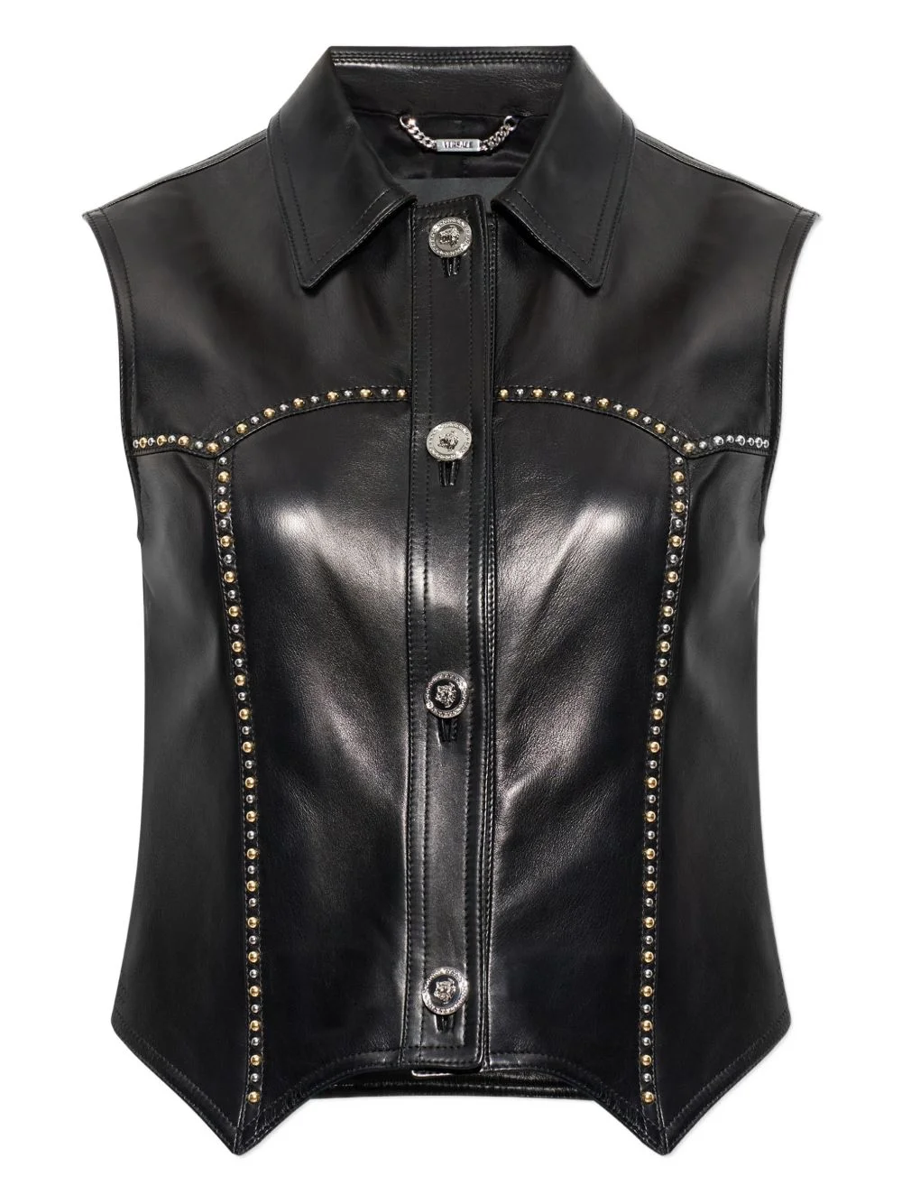 leather sleeveless shirt - 1