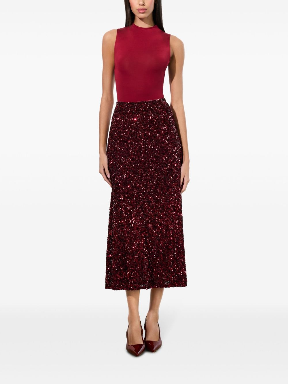 sequin-embellished flared skirt - 2
