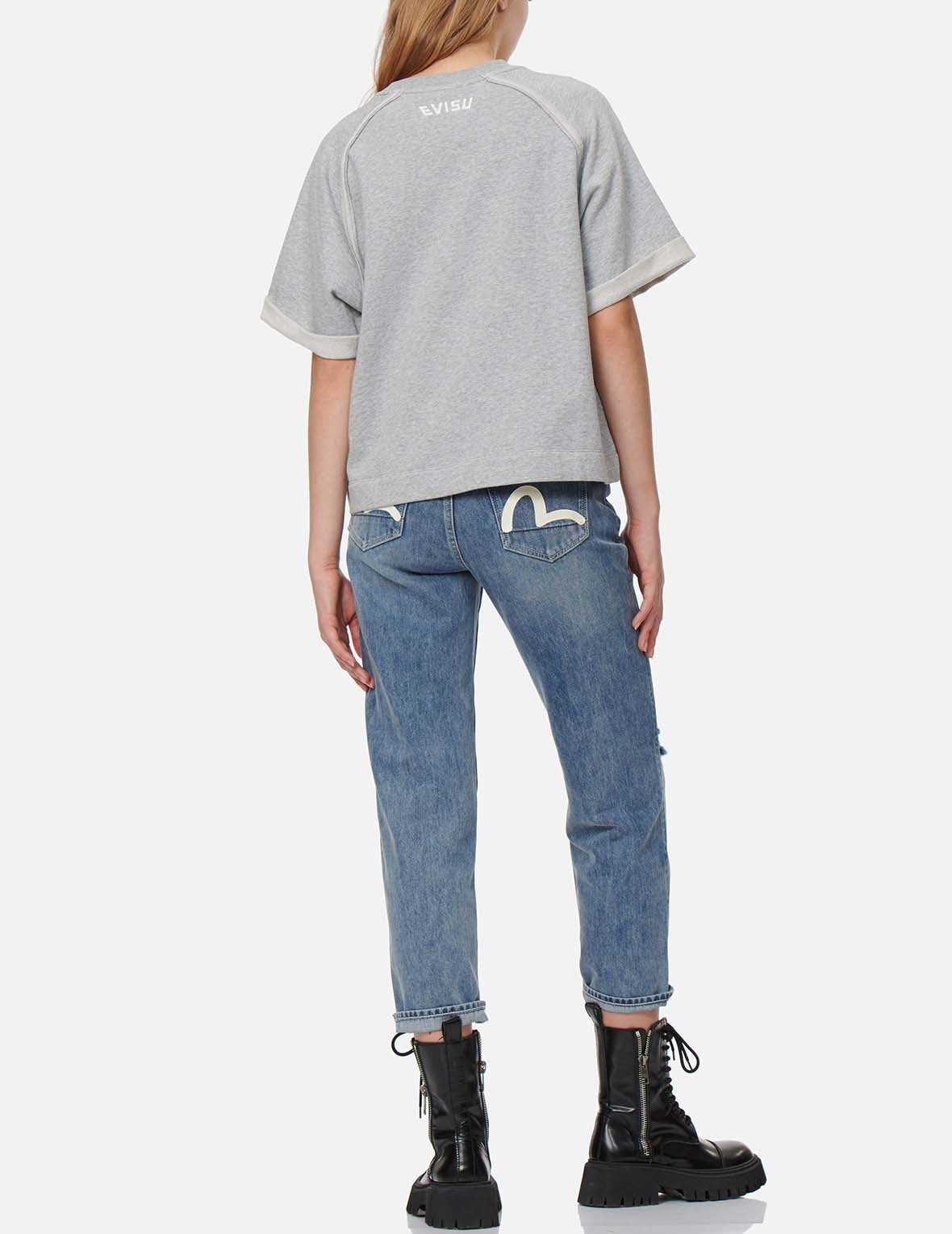 Seagull and Logo Embroidery Cropped Sweatshirt - 5