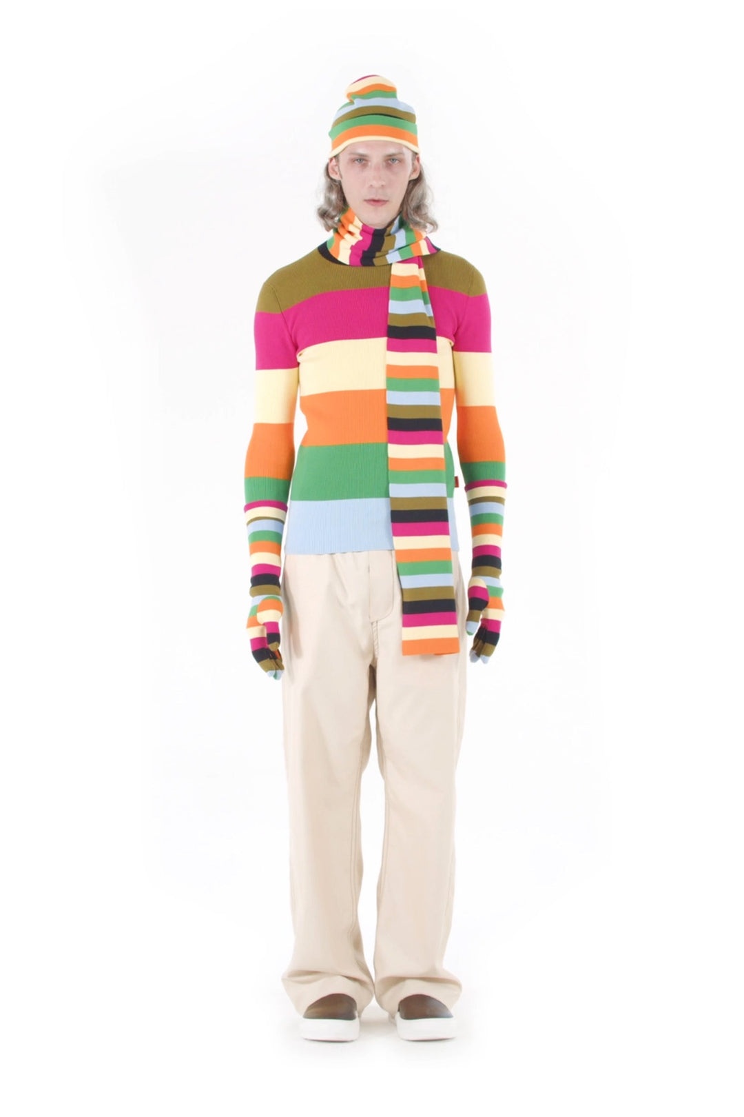KNIT SCARF / multicolor stripes - 2