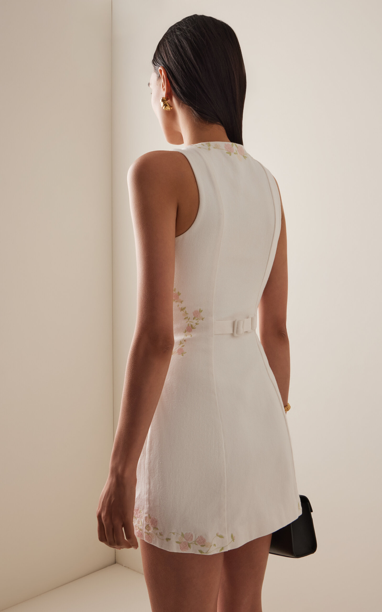 Embroidered Cotton Mini Dress ivory - 4