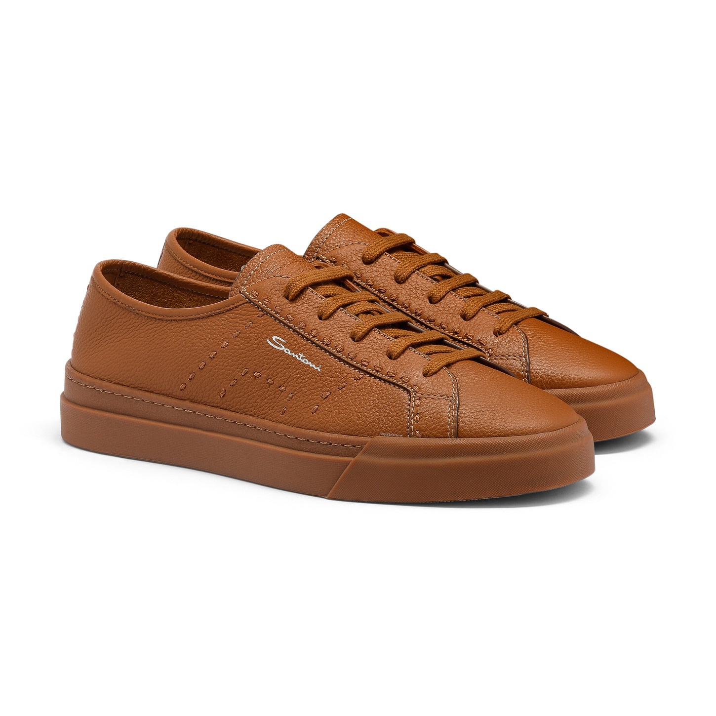 Men's brown tumbled leather Double Buckle Sneaker - 3