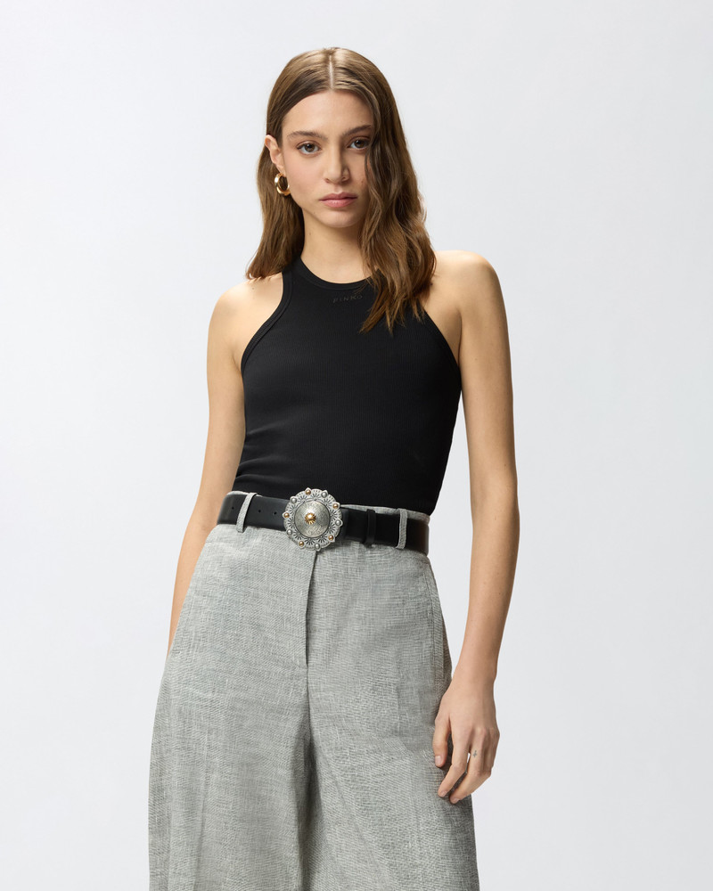 RIBBED VEST TOP WITH PINKO LOGO 3