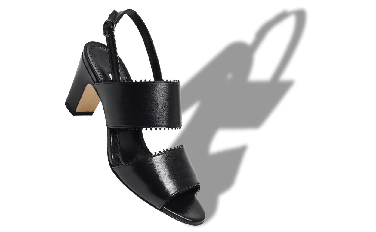 Black Nappa Leather Slingback Sandals - 2