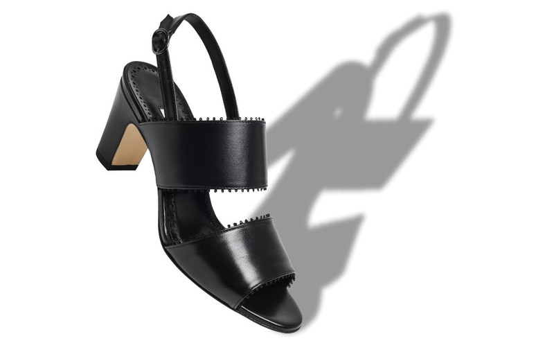 Manolo Blahnik Black Nappa Leather Slingback Sandals outlook