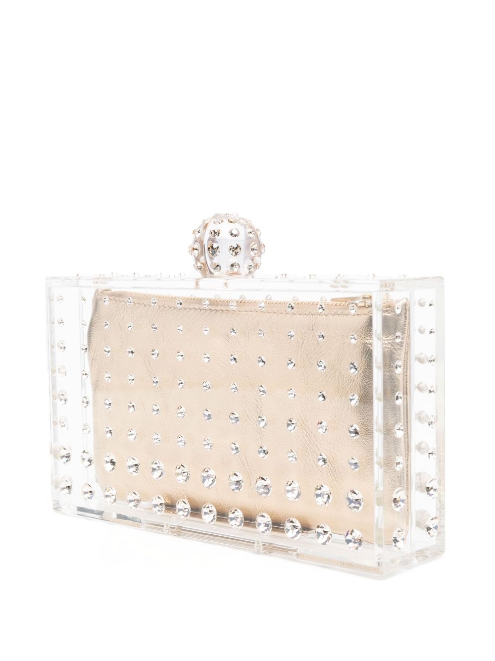 crystal-embellished transparent clutch - 4