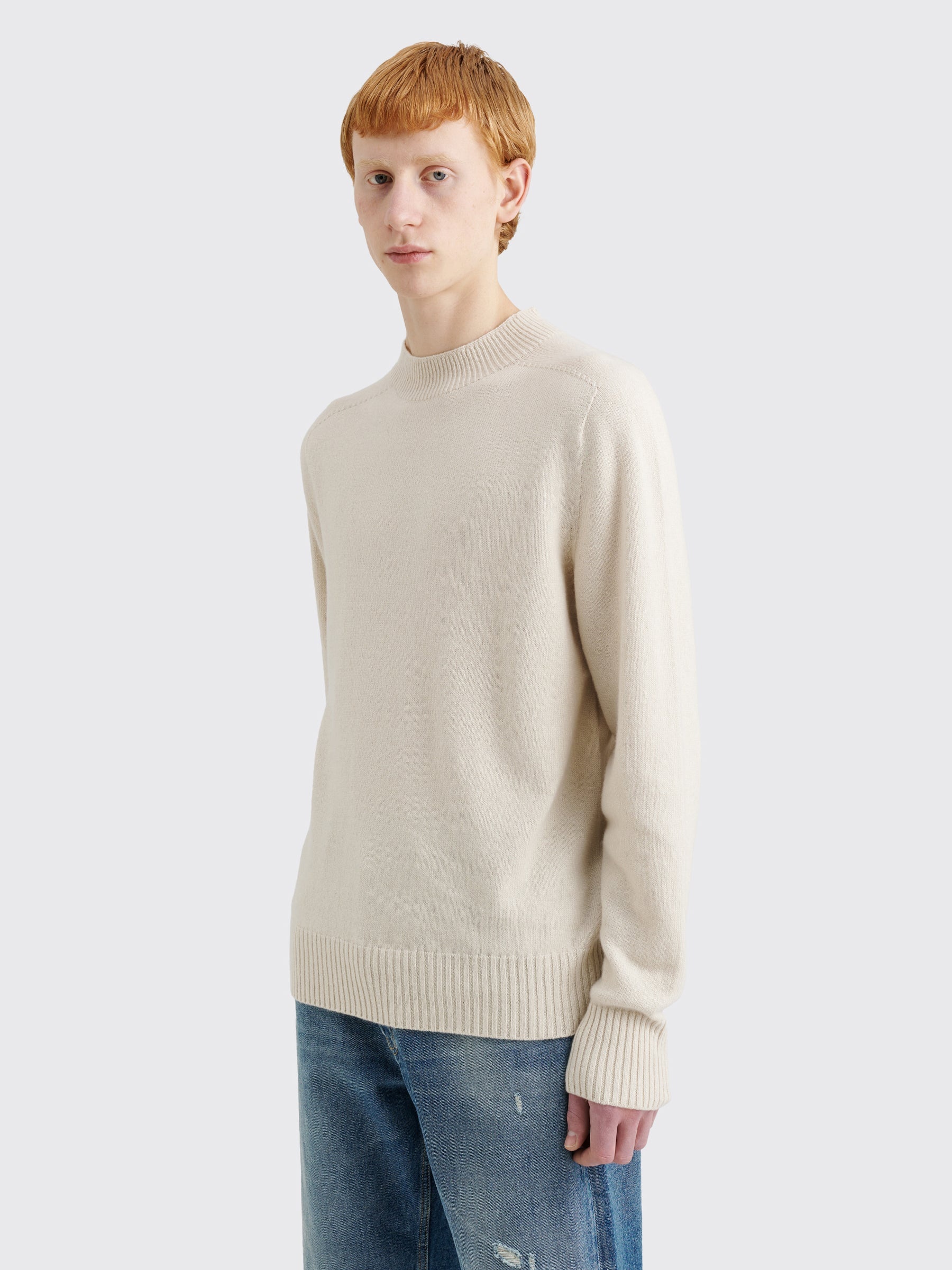 MARGARET HOWELL SADDLE CREW NECK CASHMERE COTTON TWIST SANDSTONE - 2