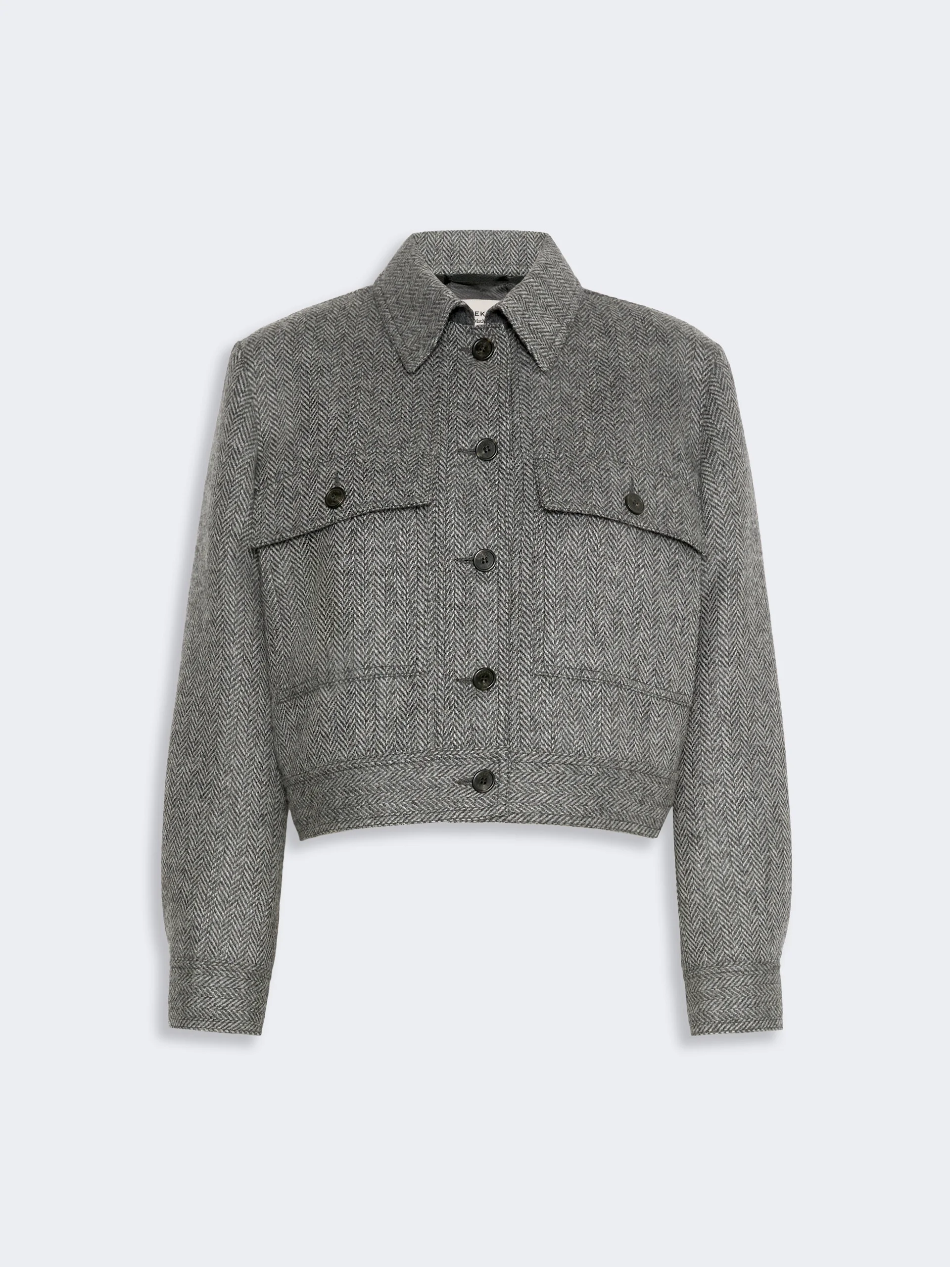 GINNASTA Cropped wool blend jacket - DARK GREY - 1