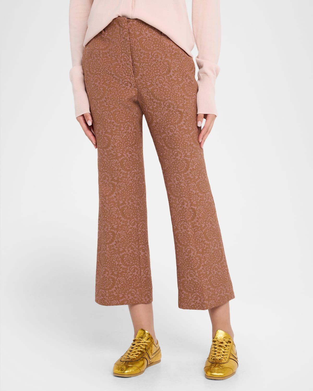 Paloma Brocade Straight-Leg Ankle Pants - 4