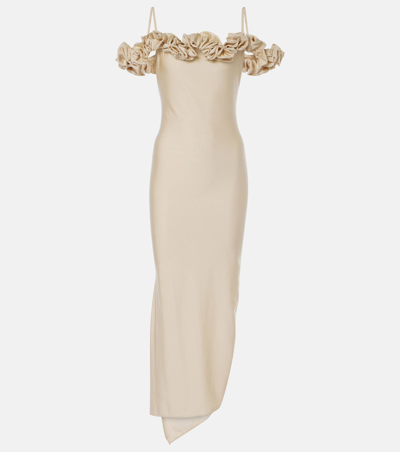 Floral-appliqué jersey gown - 1