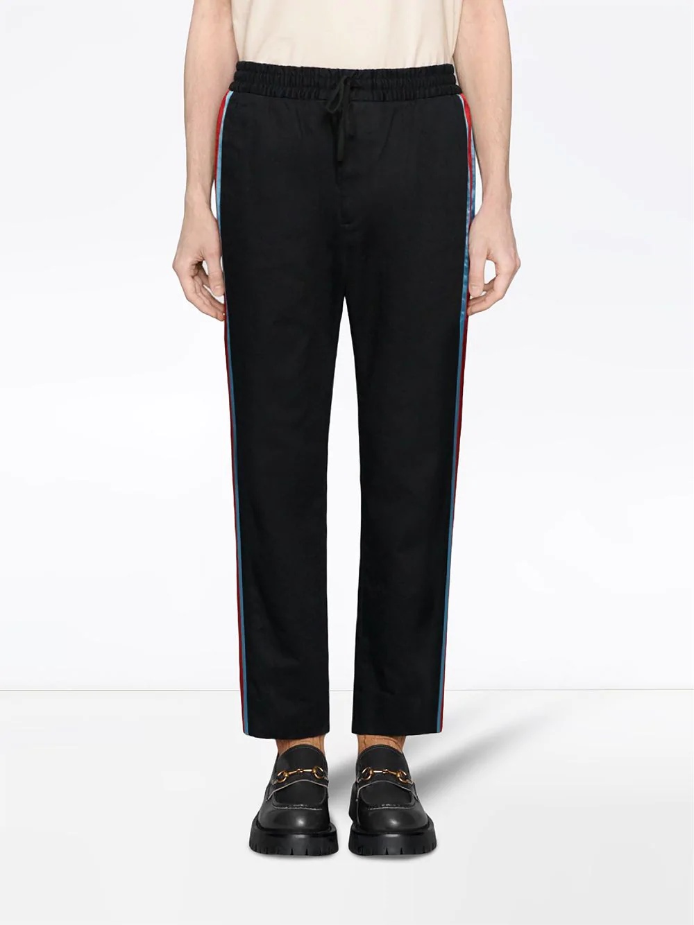 drawstring web stripe trousers - 3