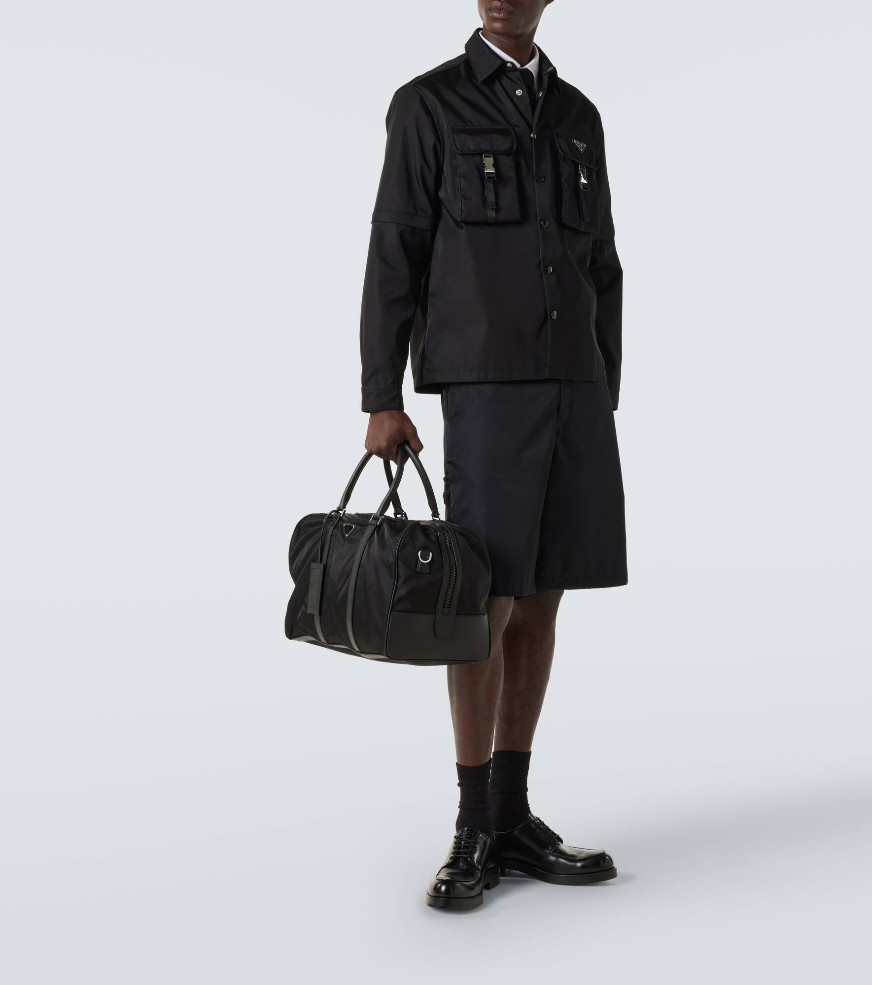 Re-Nylon and Saffiano leather duffel bag - 7