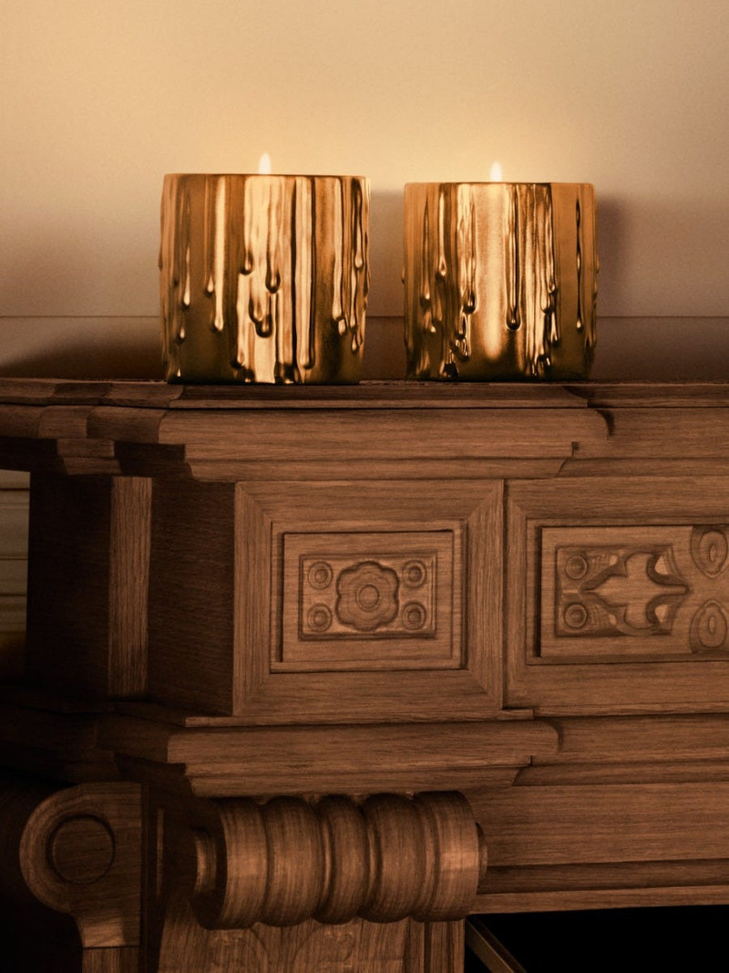 Gold Melted Wax Candle Holder - For classic candle 9