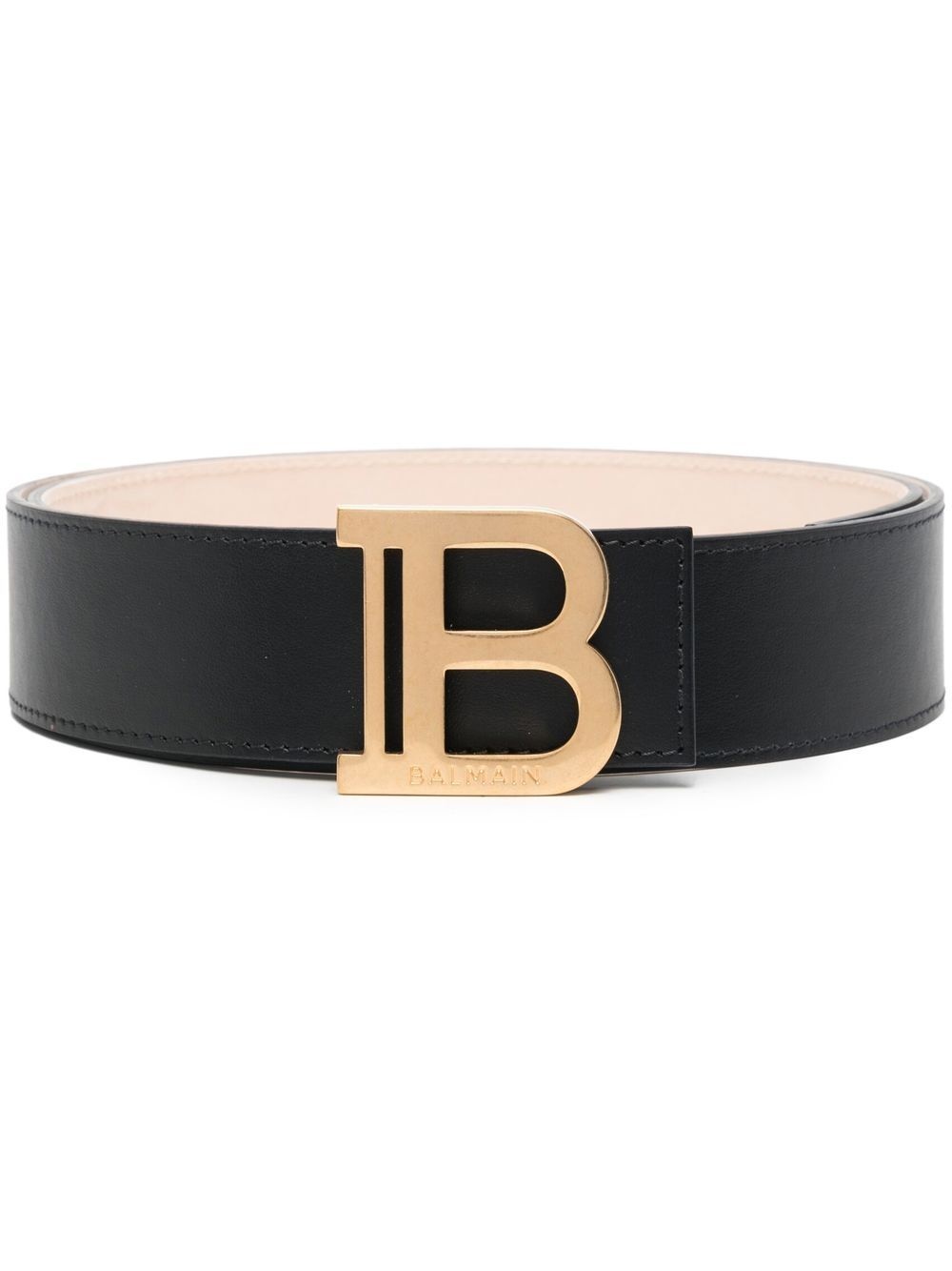 logo-plaque leather belt - 1