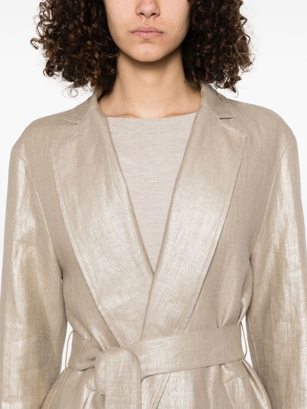 lamé-effect trench coat - 5